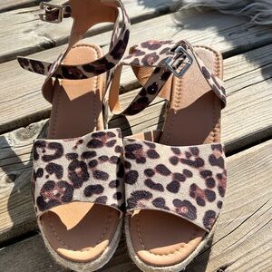 Leopard print sandals wedges